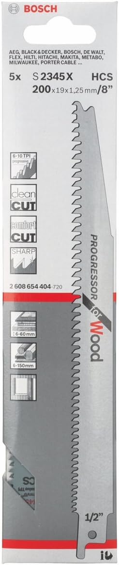 Bosch 2608654404 Sabre Saw Blade, multi-coloured, 200 mm