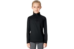 ZUEMET Girls Long Sleeve Shirts Quick Dry Athletic Tops Quarter Zip Pullover Kids Teens Sportswear for Golf Yoga Tennis 5-14 Years