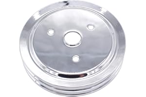 YUCHENSHLP Plated Steel Crankshaft Pulley Double-Groove SWP Short Water Pump - Compatible with Small Block Chevy SBC 262 265 267 283 302 305 307 327 350 400
