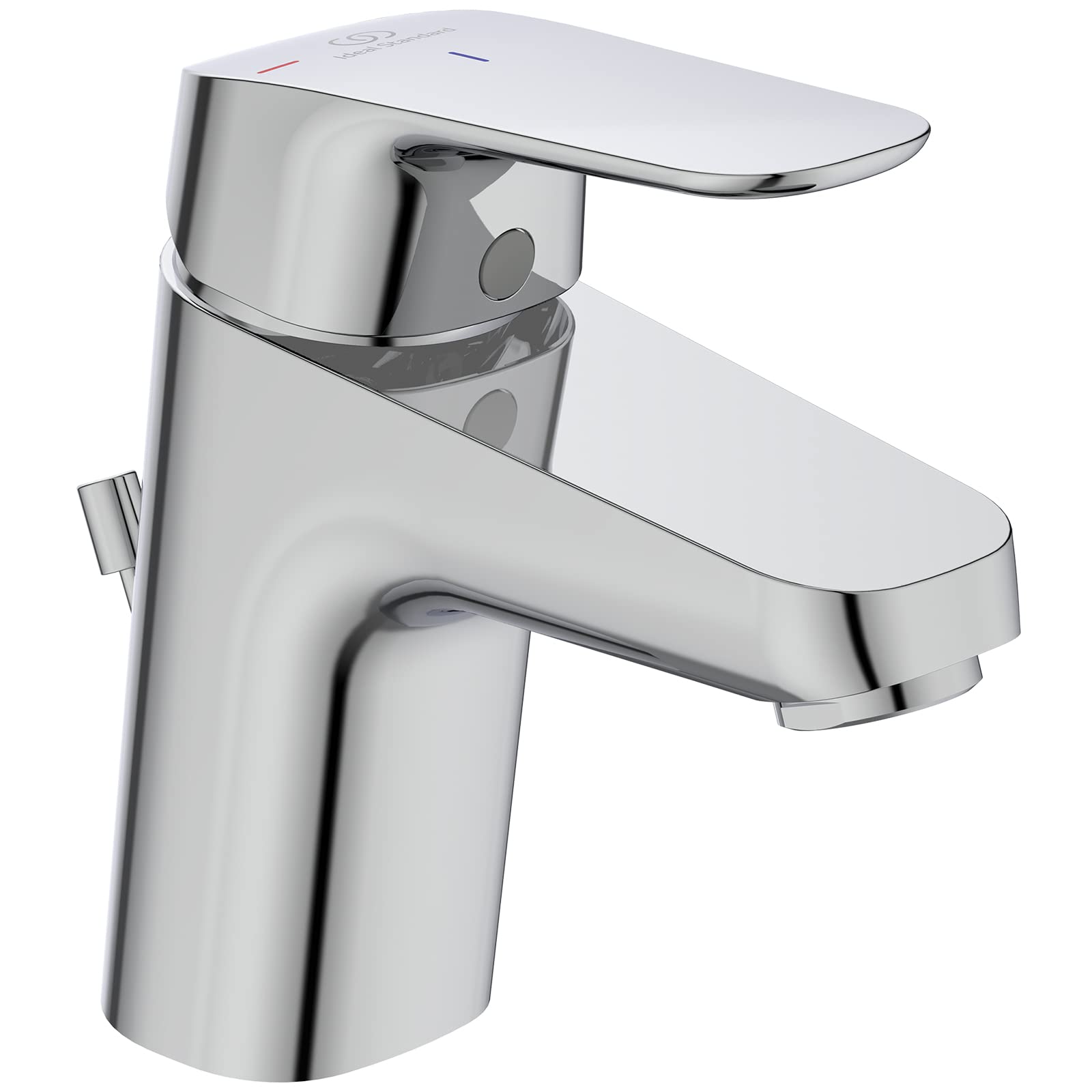 Ideal Standard B1711AA CERAFLEX Tap/Washbasin Metal Pull Button Drain Fitting G1 ¼, BlueStart Function, Attachment from Below Rigid Cast 101 mm, Spout Height 68 mm, Chrome, Auslaufhöhe 68mm