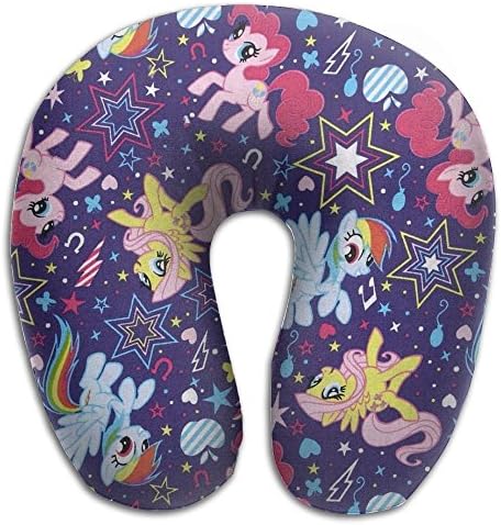 My Little Rainbow Unicorn Pony Travel Neck Pillow U Shaped Pillow Head Neck Chin Support Washable Portable Lightweight For Airplanes Cars Buses Trains Home Office Naps With Drawstring Bag