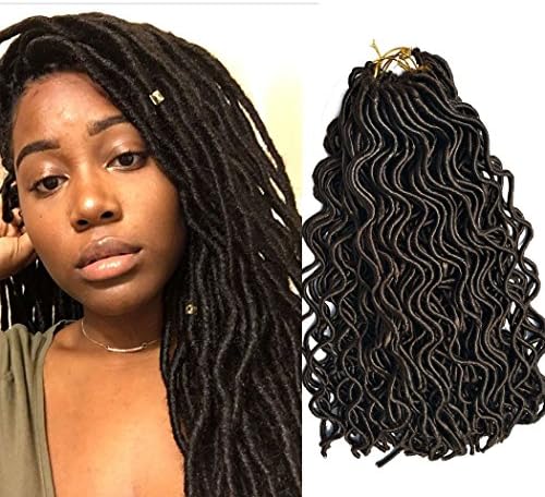 6 packs wavy faux locs crochet hair synthetic braiding hair 24Root #4 color Goddess Faux Locks Synthetic Hair Crochet Braids Dreadlocks Braids