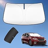 Sun Shade Sunshade for Chrysler Pacifica Minivan 2017-2024 2025 2026 Windshield Cover, 2-Layers Sun Shield 240T Silver Coating Sun Visor Foldable Window Shade Blocks UV Rays Car Accessories