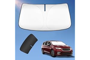 UKTOP Sun Shade Sunshade for Chrysler Pacifica Minivan 2017-2024 2025 Windshield Cover, 2-Layers Sun Shield 240T Silver Coating Sun Visor Foldable Window Shade Blocks UV Rays Car Accessories