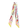 COtheSumay 100% Mulberry Silk Scarf for Handbags,Bags, and Purses,1 Pcs 2"x35" Hair Ribbon Skinny Neck Scarves for Women