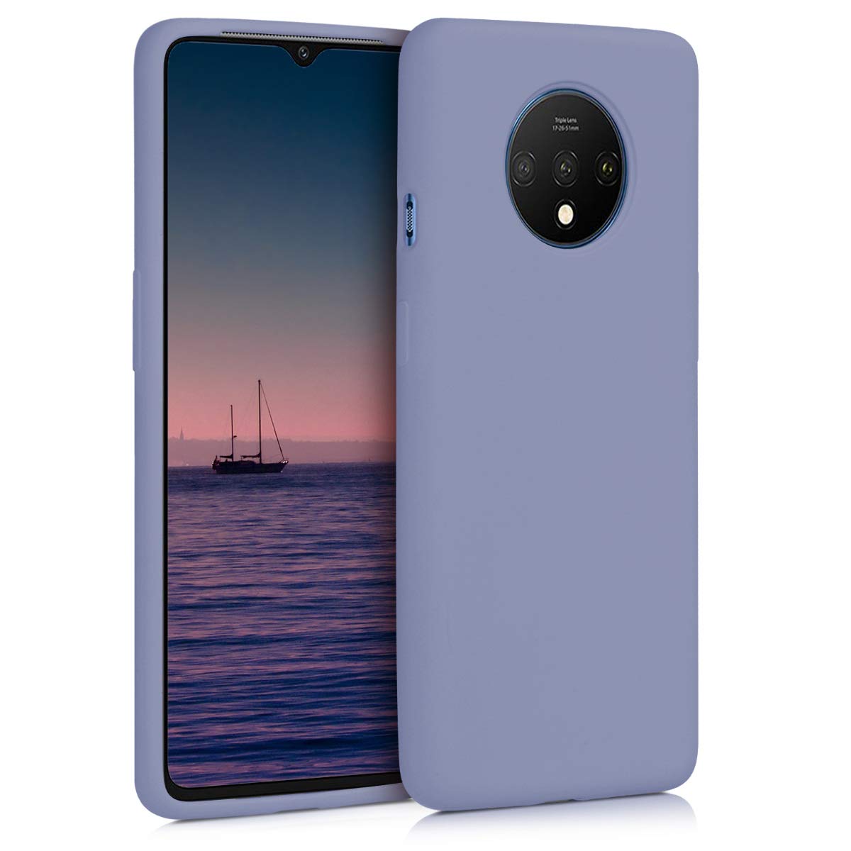 kwmobile Case Compatible with OnePlus 7T Case - TPU Silicone Phone Cover with Soft Finish - Lavender Grey