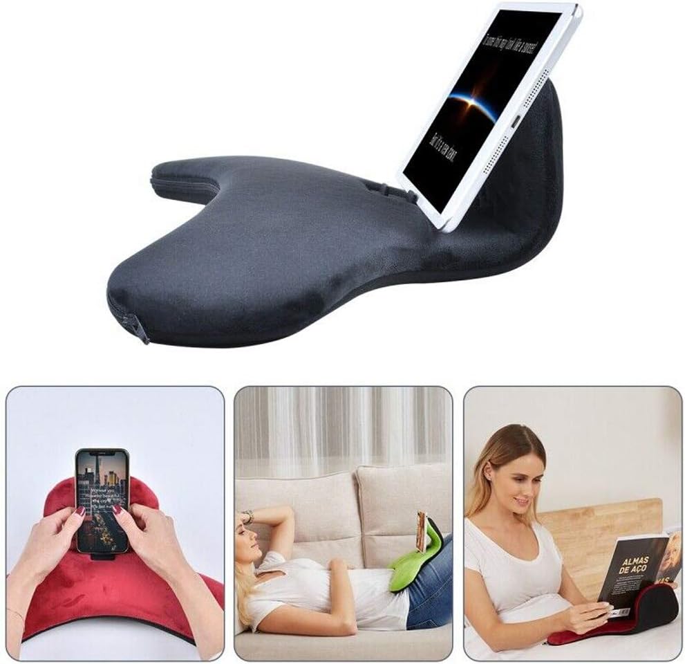 NEKRASH Multi-Angle Soft Pillow Lap Stand,2020 New Tablet Stand Pillow Holder,Universal Pad Pillow Lap Stand for Pads, Tablets, Ereaders, Smartphones, Books, Magazines (Black)
