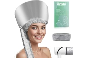 SPIRALSCGV Hooded Hair Dryer Bonnet – Adjustable Attachment for Soft, Adjustable Hood for Speedy Drying, Styling, and Deep Conditioning, Travel-Friendly and Lightweight(Silver)