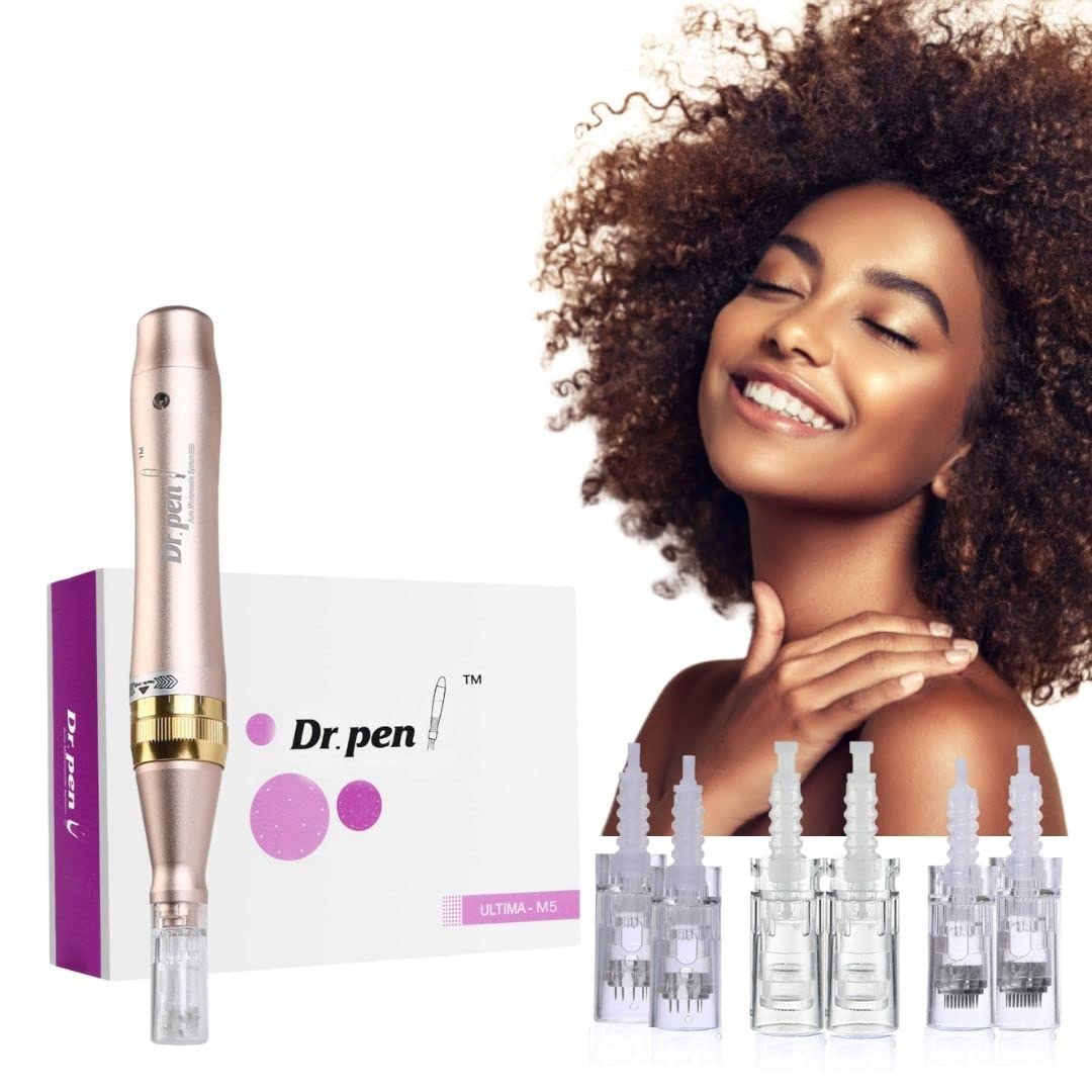 Dr. Pen Ultima M5 Professional Kit - Authentic Multi-function Wireless Derma Beauty Pen - Trusty Skin Care Tool Kit - 12pins (0.25mm) х2 + 36pins (0.25mm) х2 + Round Nano (0.25mm) x2 Cartridges
