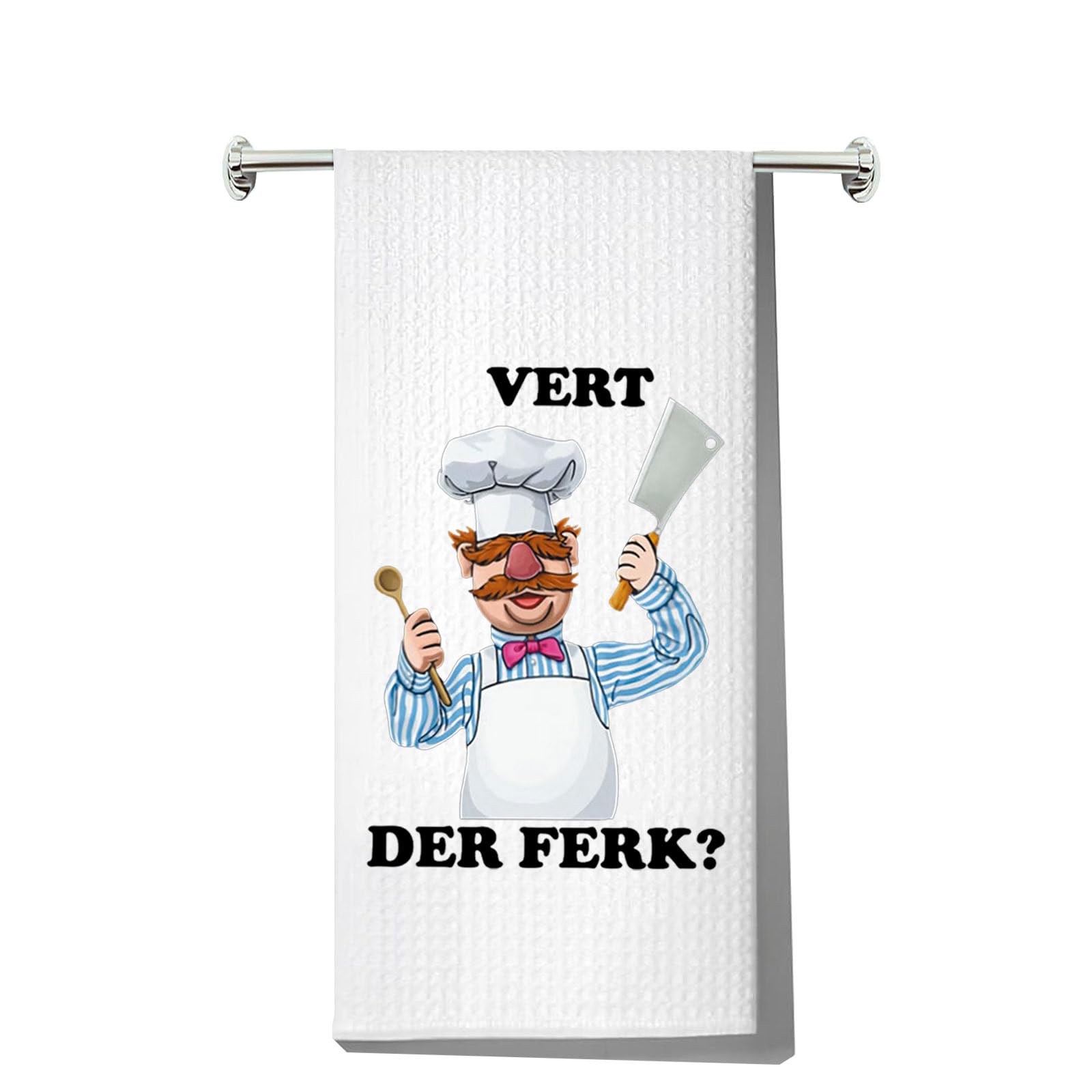 LEVLO Swedish Chef Kitchen Towel - Vert Der Ferk Chefs Dish Towels Housewarming Gift (Vert Der Ferk Towel)