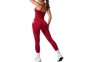 RXRXCOCO Cross Back Workout Sets for Women 2 Piece Padded Tank Tops Hidden Scrunch Leggings Gym Outfits with Pockets
