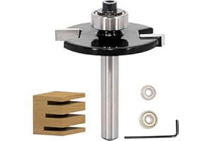Biscuit Joiner Router Bit 1/4 Inch Shank, with 2 Bearings, Changeable Biscuit Cutter #00 Changed to #10 and #20, Biscuit Join