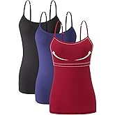 Orrpally Women Cotton Camisole Shelf Bra Cami Tank Tops Adjustable Spaghetti Strap Tank Top 3-Pack