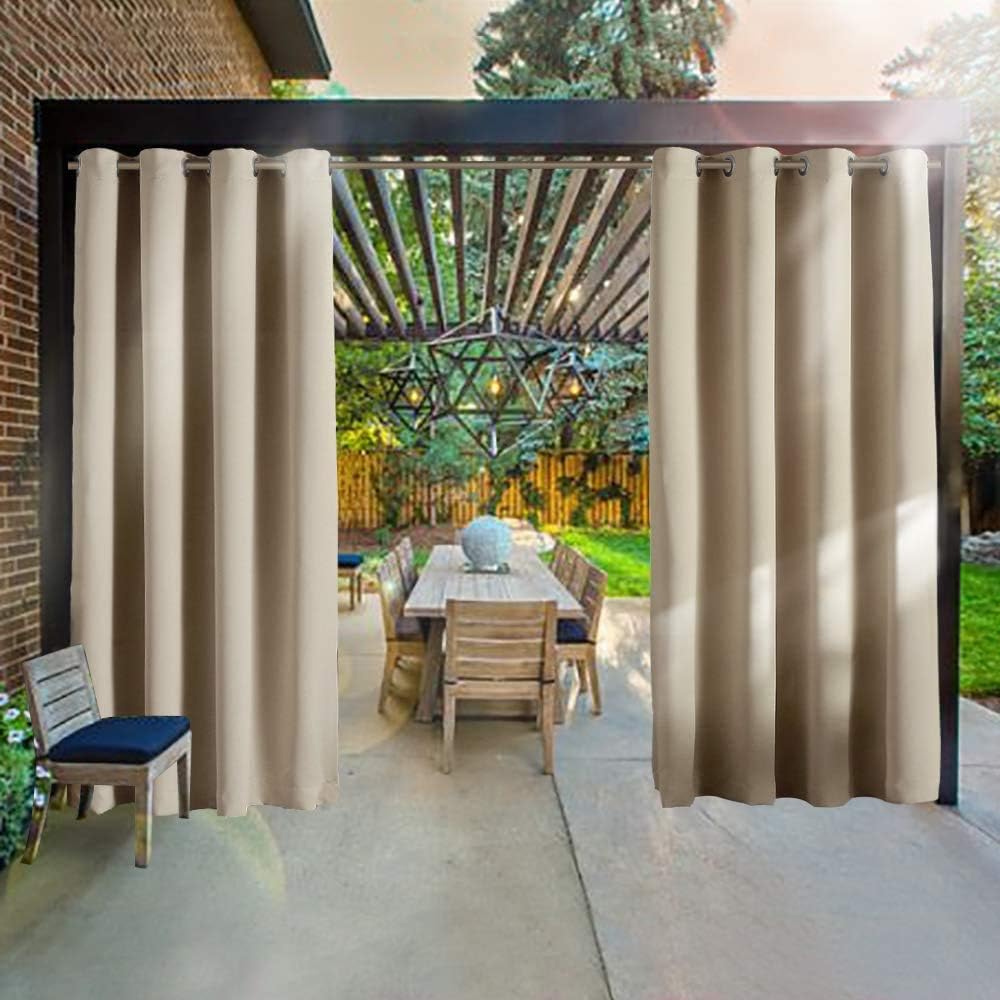 Outdoor Curtains - RHF Outdoor Blackout Curtains, Patio Curtains, Outdoor Curtain for Patio, Outdoor Patio Curtains, Outdoor Patio Curtains Waterproof with Grommets, Outdoor Privacy Porch Curtains(Beige-52by108 2Pieces)