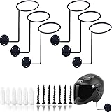 TIHOOD 6PCS Motorcycle Helmet Rack, Metal Helmet Hanger, Wall Mounted Helmet Holder, Ball Rack and Hat Rack, Multifunctional 