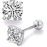0.3/0.5/1CT Moissanite Stud Earrings, Silver/Rose Gold Color Sparkling Earrings for Women, 925 Sterling Silver Plated 18K White Gold Earrings