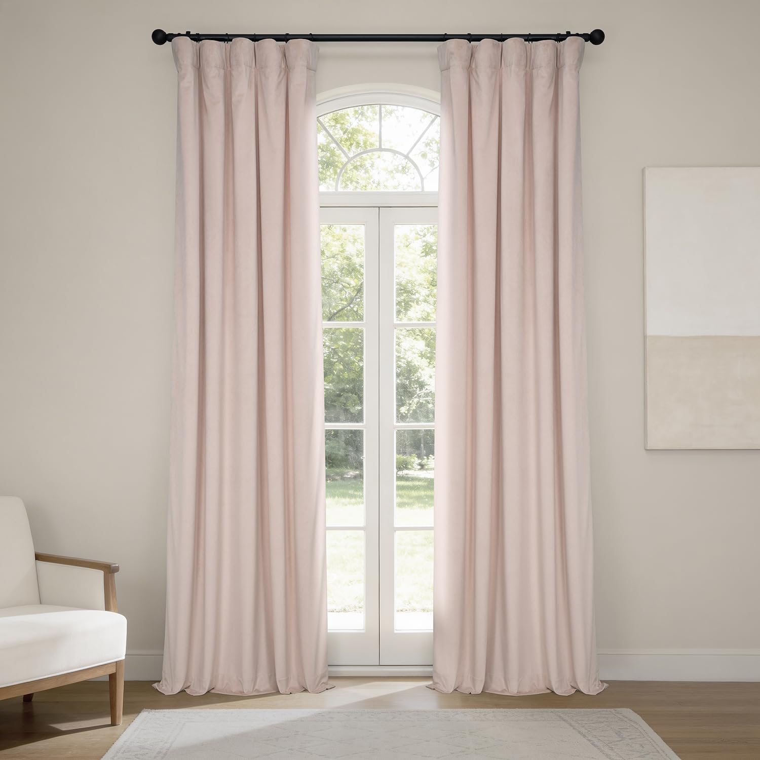 HPD Half Price Drapes Heritage Plush Velvet Curtains 108 Inches Long Room Darkening Curtains for Bedroom & Living Room 50W x 108L, (1 Panel), Light Pink