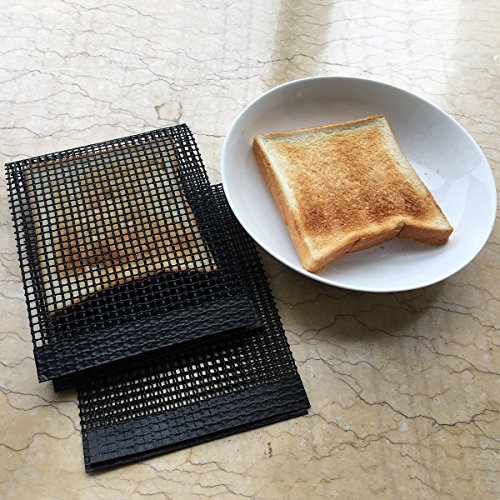 Bluedrop Grill Cheese Bread Folders PTFE Mesh Baking Sheets Bread Heating Mats Reusable 1000 Times Pack of 3