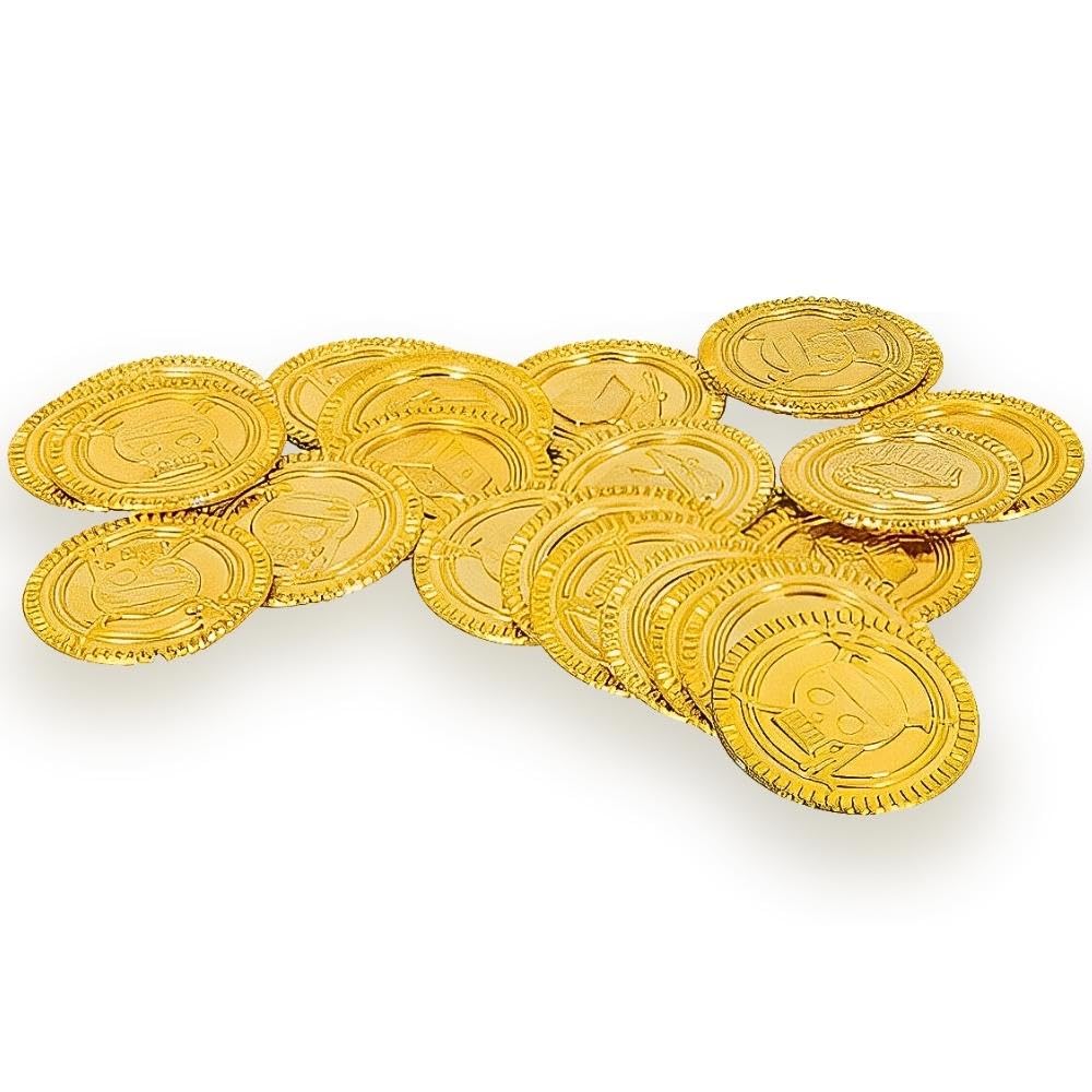 Gold Plastic Treasure Coins - Pack of 144 - Shiny Pirate Coins for Parties, Games, and Gifts