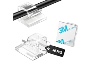 SZFUDIGO Cable Clips，50PCS Electrical Cord Management Adhesive Cable Wire Clip Wire Clips Wall，Used for Cars, Offices, and Homes Cable Clips Cord Organizer (Transparent)