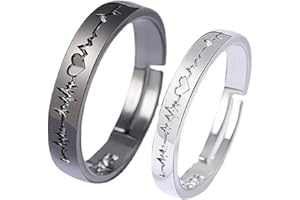 Crymystal 925 Silver Couple Rings Set Adjustable Matching Rings Love Token Open Rings L Love You Wedding Relationship Rings Engagement Rings