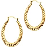 Floreo 10k Yellow Gold 23mm Graduated Oval Twist Hoop Earrings