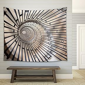 View of a Spiral Staircase - Fabric Wall Tapestry Home Decor - 51x60 inches