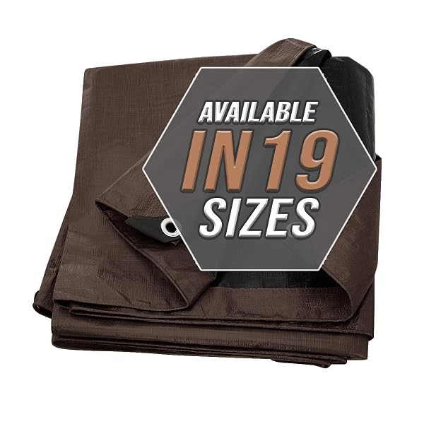 TARP COVER BROWN/BLACK HEAVY DUTY 8’X10′ THICK MATERIAL, WATERPROOF, GREAT FOR TARPAULIN CANOPY TENT, BOAT, RV OR POOL COVER (8X10 HEAVY DUTY POLY TARP BROWN/BLACK)
