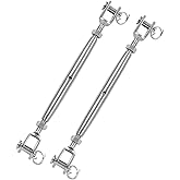 suiwotin 2PCS 1/4" (M6) Turnbuckle Stainless Steel Jaw and Jaw Turnbuckle Rigging Screw, Closed Body Turnbuckle Jaw for Marine Grade