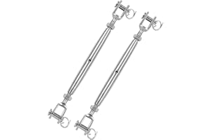 suiwotin 2PCS 1/4" (M6) Turnbuckle Stainless Steel Jaw and Jaw Turnbuckle Rigging Screw, Closed Body Turnbuckle Jaw for Marine Grade