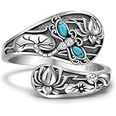 Talonior Sterling Silver Dragonfly Ring 925 Lotus Ring for Women Lotus Flower Jewelry Dragonfly Gifts for Women Mom Men