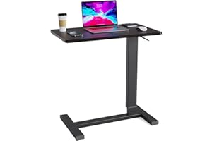 Xankzi Overbed Table with Hidden Wheels,Pneumatic Mobile Standing Desk Rolling Laptop Desk Adjustable Bedside Table for Couch