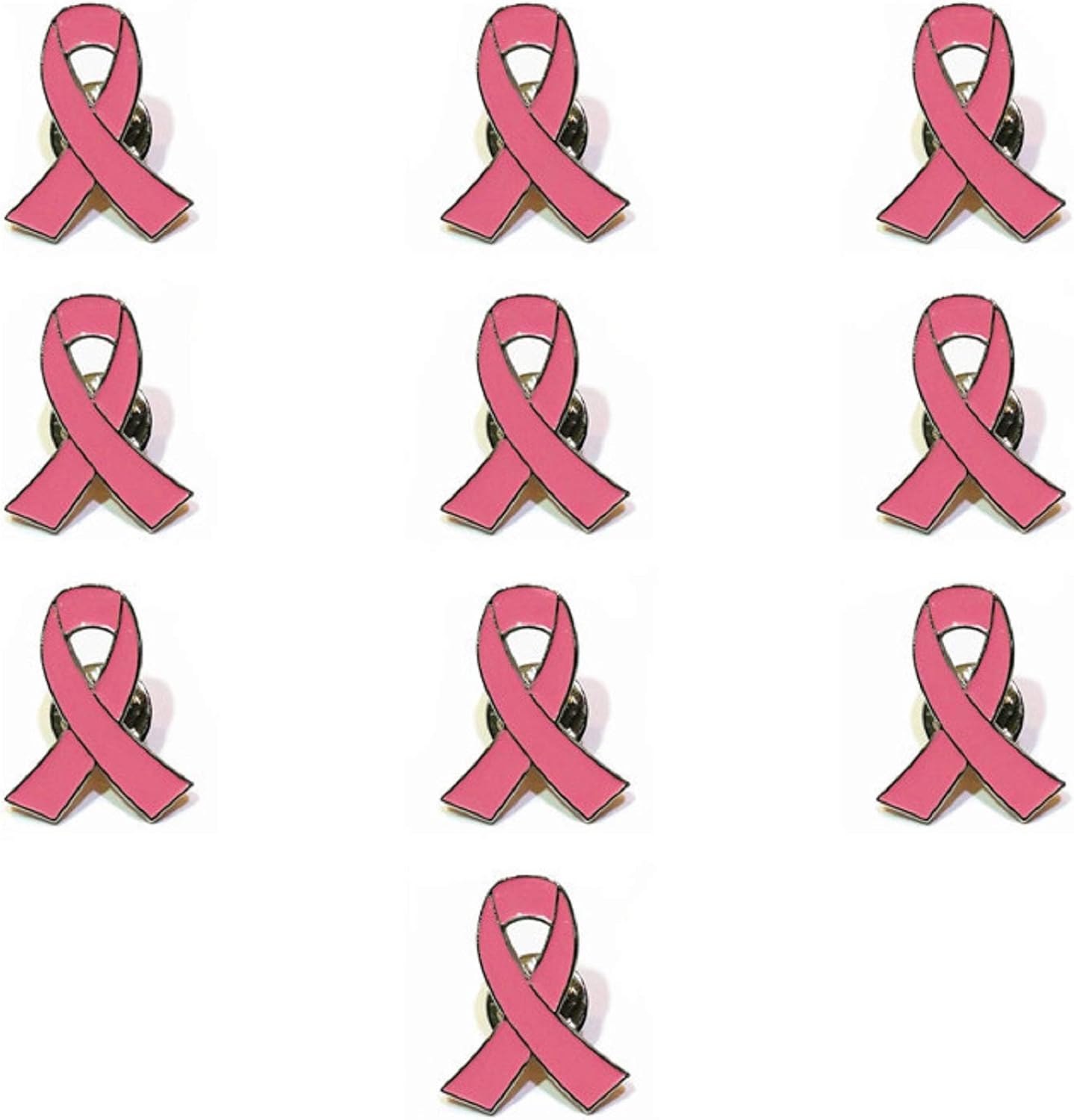 6~10 pcs Pink Ribbon Official Breast Cancer Awareness Brooch Pin Lapel