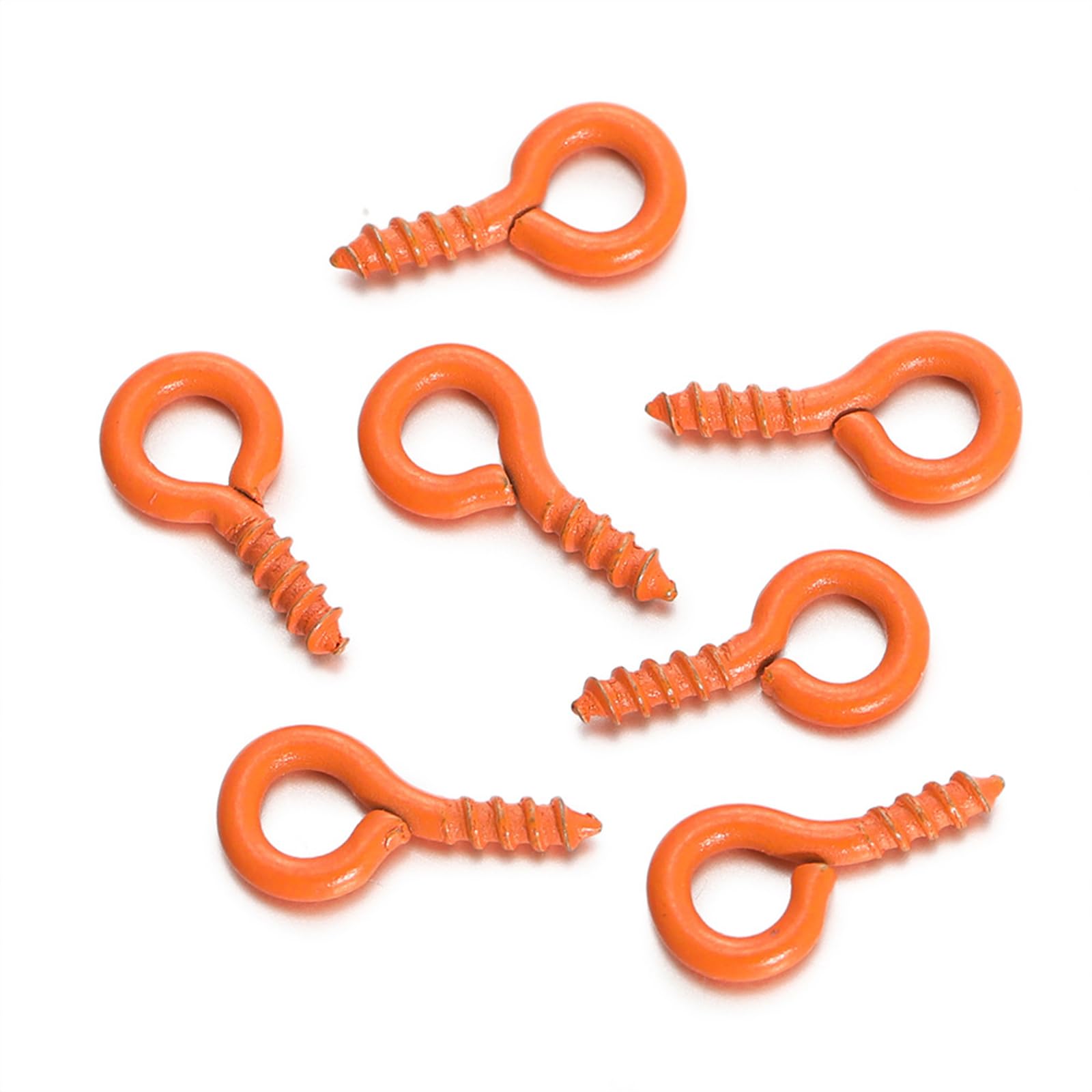 1 Pack Eye Bolts Screw,(About 100PCS),Metal Goat's Eye Screws,5 * 10mm Chrome Plated Eye Bolts,Mini Screw Eye Pin For for DIY Jewellery Making Orange