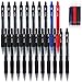 feela 52 Pack Retractable Black Ink Gel Pens, Premium Medium Point Rollerball Pens for School Smooth Writing with Comfort Grip(19 Black with 27 Refills+1 Blue with 2 Refills+1 Red with 2 Refills)