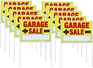 Sunburst Systems 3925 Garage Sale Sign Doubled-Sided w/Wire U-Stakes (Assembled), 32 H x 22 W, 10-Pack, inch inch, Yellow, Red, Black