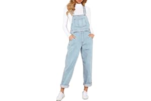 luvamia Women's Casual Stretch Adjustable Denim Bib Overalls Jeans Pants Jumpsuits