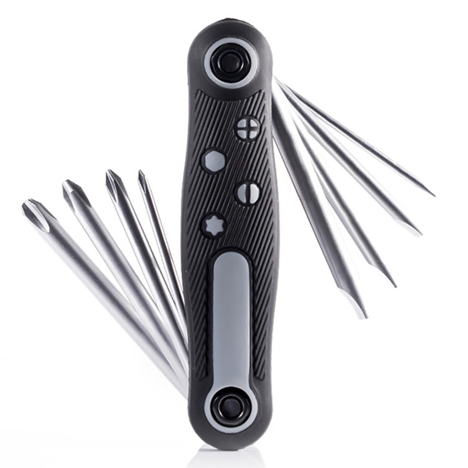 BOROCO 8 in 1 Multifunction Folding Screwdriver Set Portable Phillips Slotted Screw Driver Bits Precision Hand Tools Universal Pocket Portable Bike Maintenance Tool Kit