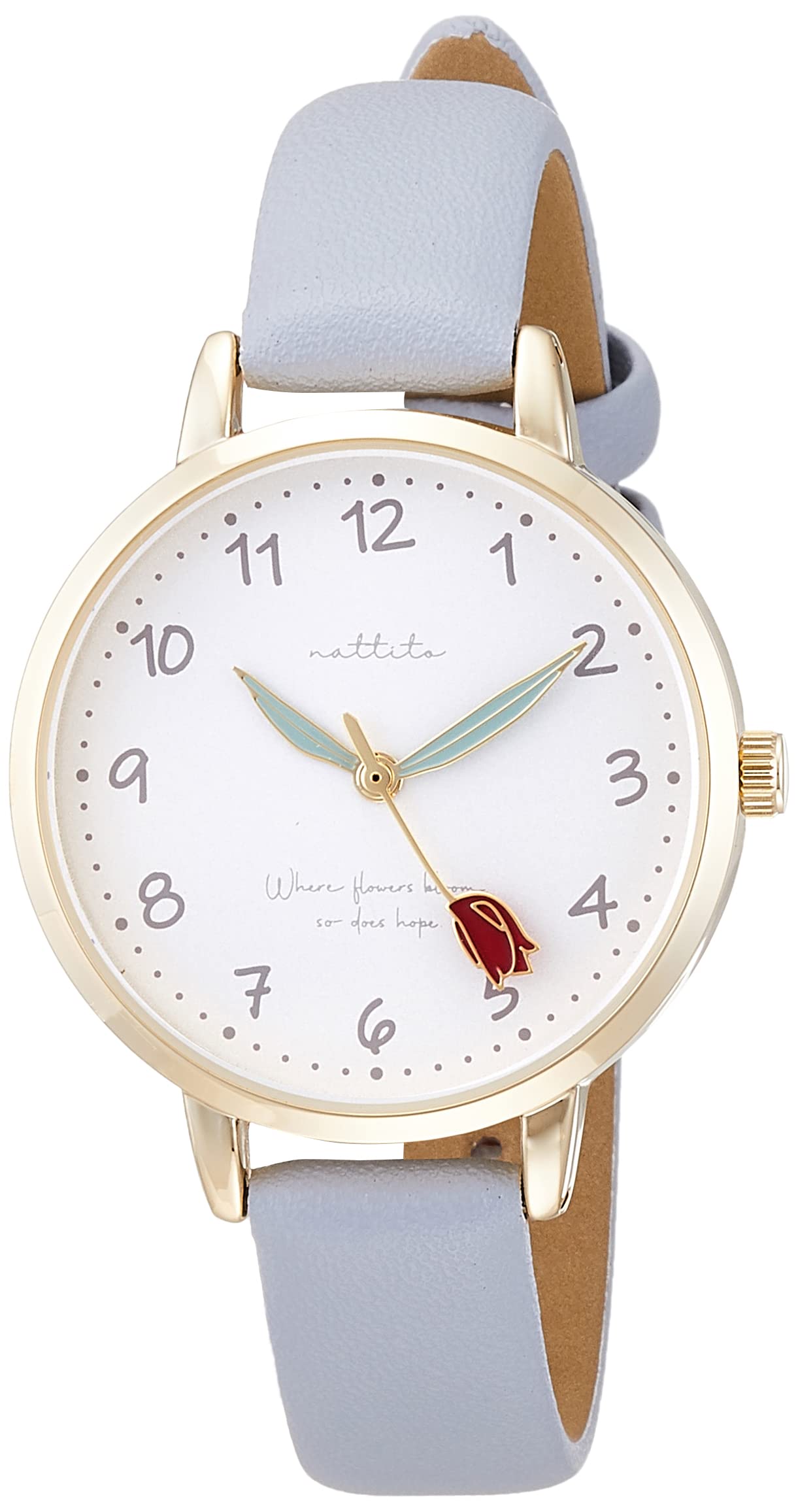 Fieldwork GY039-1 Women's Analog Wristwatch, Fleury, Flower Motif, Leather Strap, Blue