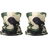 HARFINGTON 2pcs Summer Cooling Neck Gaiters Sun Protection Face Mask Fishing Neck Gaiter Sunscreen Breathable Bandana for Men Women, Camo Green-Gray