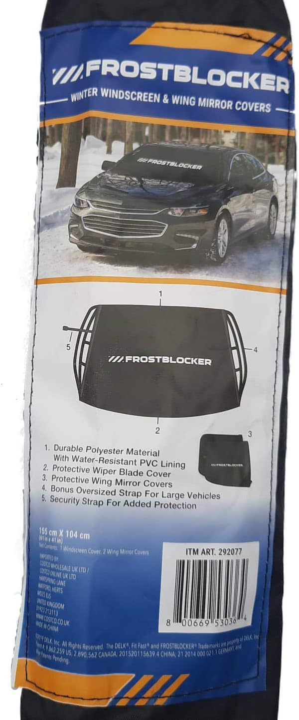 FROSTBLOCKER Delk Windshield and Mirror Cover and Safety Straps, Black, 155 cm x 104 cm - Image 3