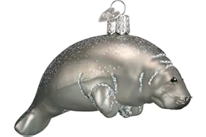 Old World Christmas Manatee Glass Blown Ornament for Christmas Tree, Handcrafted Holiday Decoration, Sea Collection