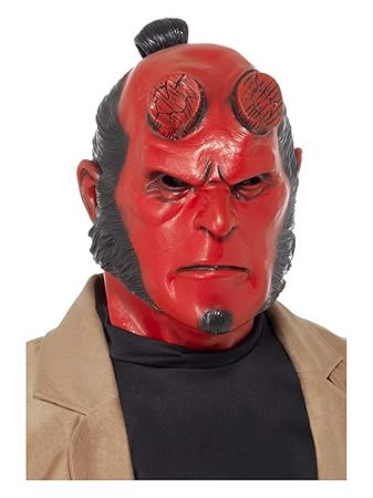 Fancy Ole - Kostüm Accessoires Zubehör Herren Männer Latex Maske Hellboy, perfekt für Karneval, Fasching und Fastnacht, Rot