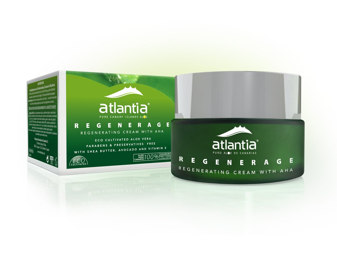 Atlantia Aloe Regenerage Anti-Ageing Cream With AHA, Improves Wrinkles & Expression Lines, Based on Pure Aloe Vera of Organic Farming 50ml