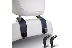 Ompellus Car Headrest Hook, 2 Pack Leather Car Seat Hooks for Purses and Bags, Car Organization Accessories (Black)