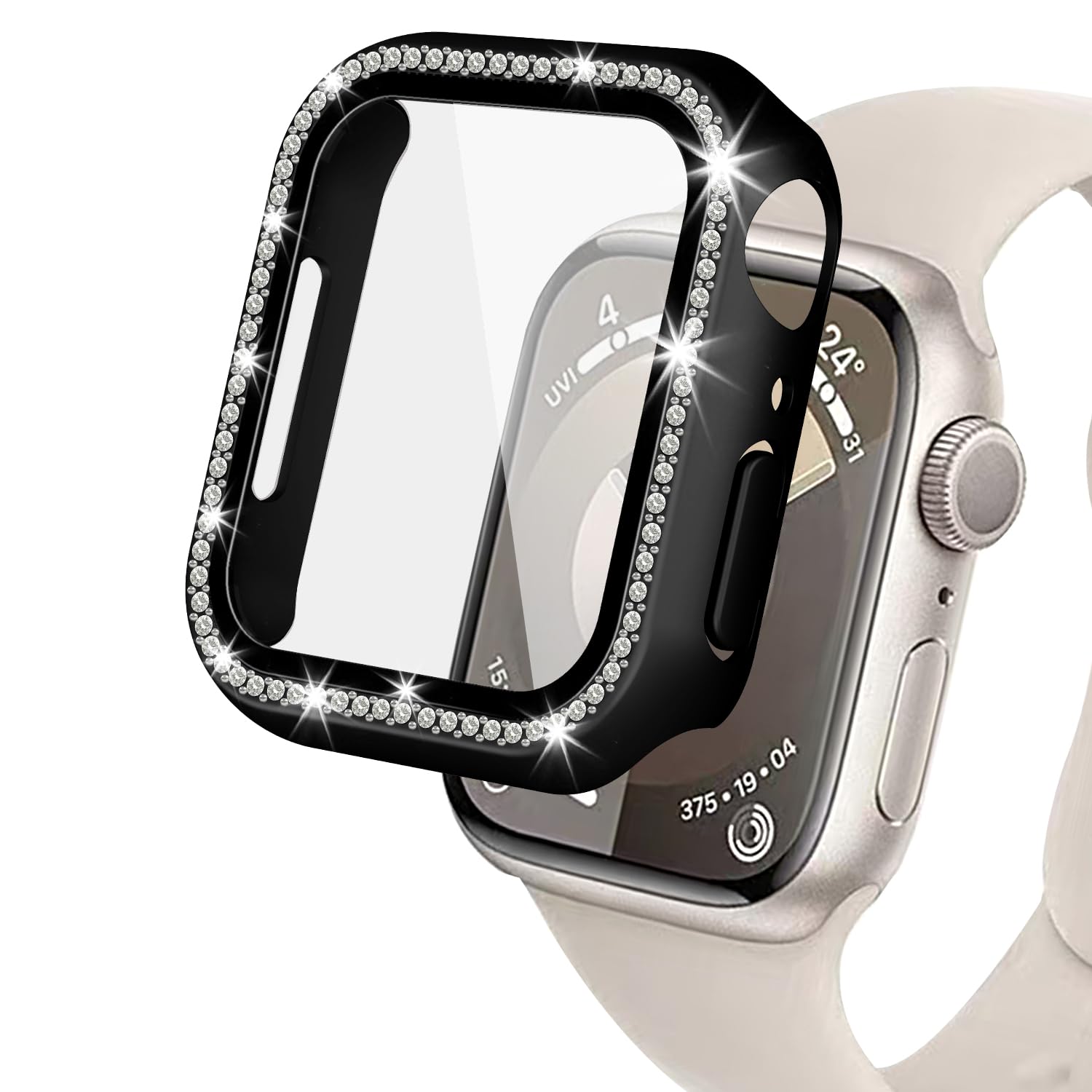 Photo 1 of (Black,42mm)Bling Cases Crystal Diamond Bumper Cover with Built-in Tempered Glass Screen Protector[2 Pack]for Watch Series 3/2/1 42mm iWatch Screen Protector Glitter Diamond Rhinestone Protector Cover