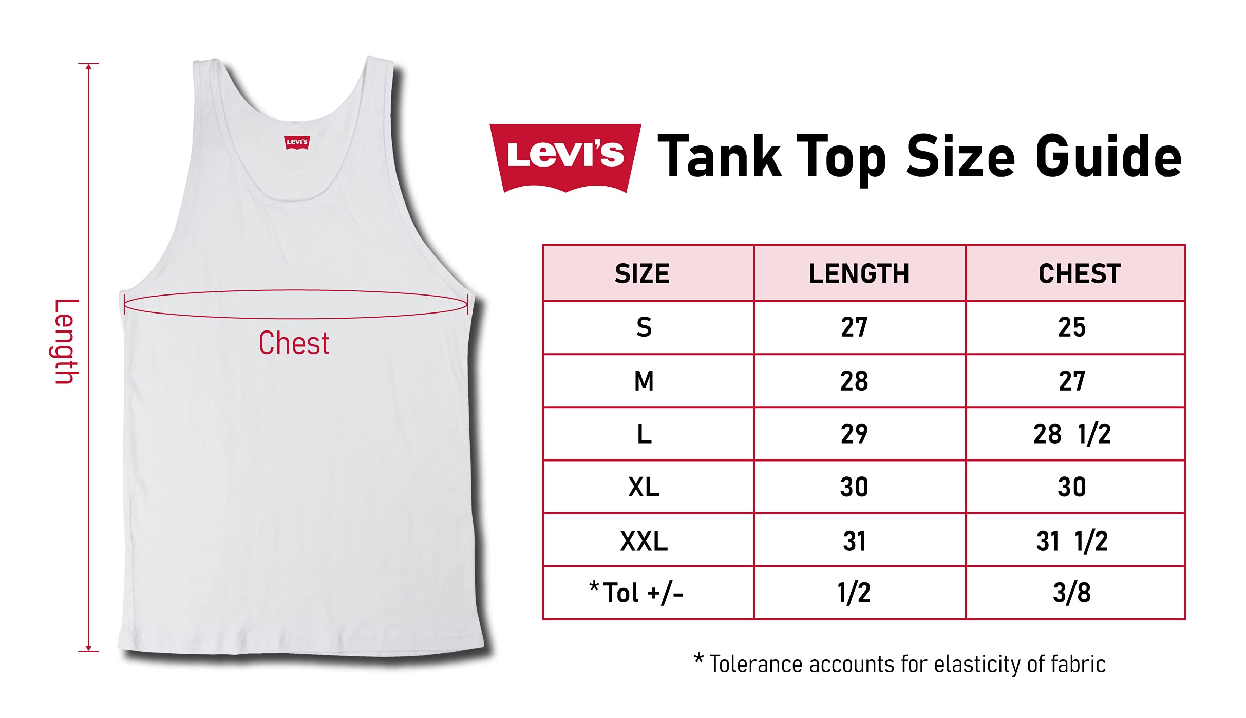 Levi's Tank Tops for Men, Multi Pack Classic Ribbed Cotton