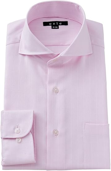 Amazon オジエ Ozie ワイシャツ メンズ ドレスシャツ タイトフィット プレミアムコットン 形態安定 形状記憶 オックスフォード ホリゾンタルカラー カッタウェイ S 31 ピンク シャツ 通販