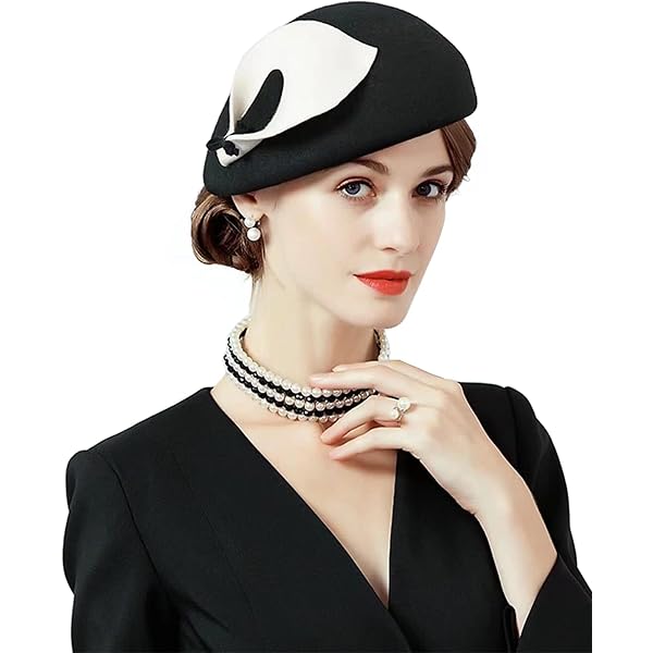 Vintage Wool Felt Fascinator Hat with Pearl Trim for Church Wedding Derby Vintage Pearl Rhinestone Half Hat: Bridal Wedding Fascinator  main image 4