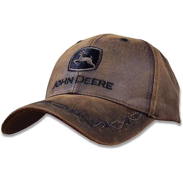 John Deere Logo Stone Washed Logo Mens Cap-Carhartt Brown-Os at